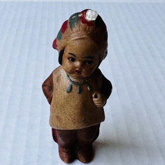 Native‎ American Indian Doll German Hertwig Bisque Porcelain Headdress 2.75" H - Picture 7 of 11